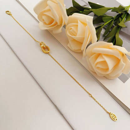[Elite]LOVE DOUBLE RING HALF DIAMOND BRACELET