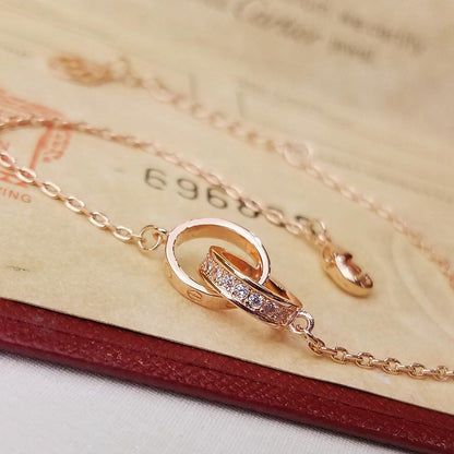 [Elite]LOVE DOUBLE RING HALF DIAMOND BRACELET
