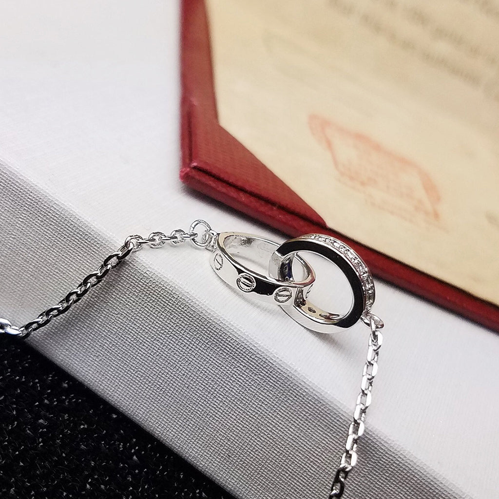 [Elite]LOVE DOUBLE RING HALF DIAMOND BRACELET