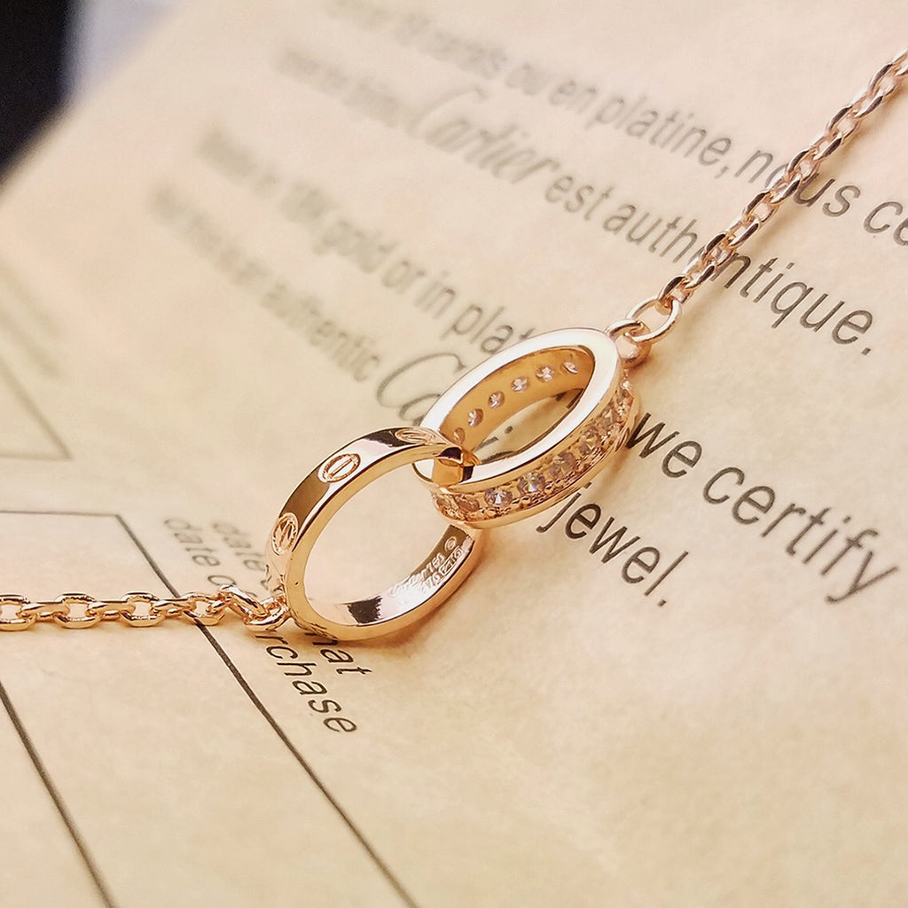 [Elite]LOVE DOUBLE RING HALF DIAMOND BRACELET