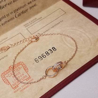 [Elite]LOVE DOUBLE RING HALF DIAMOND BRACELET