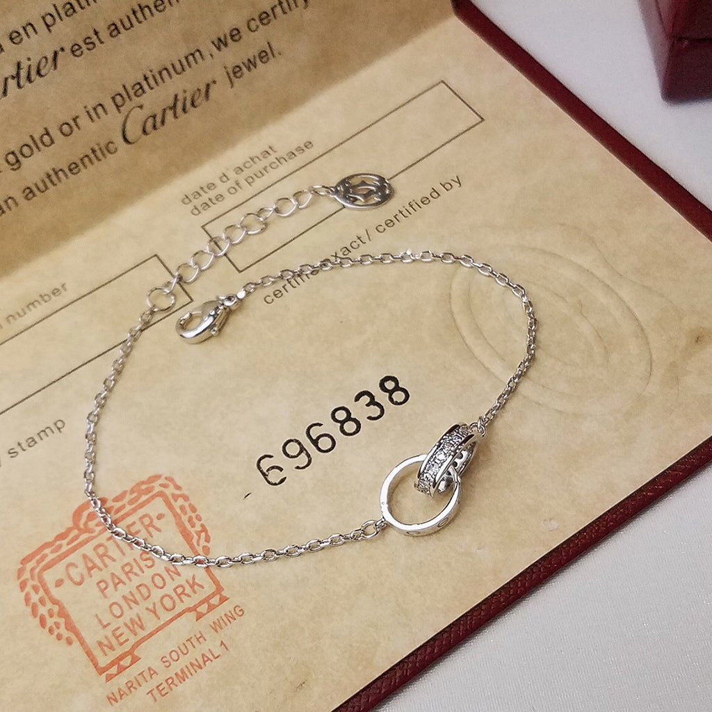 [Elite]LOVE DOUBLE RING HALF DIAMOND BRACELET