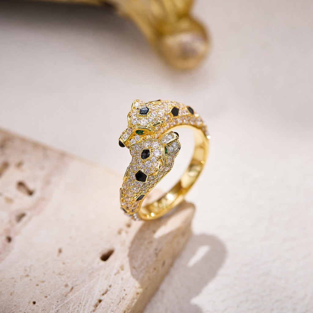 [Elite]PANTHERE DOUBLE HEADED FULL DIAMOND  RING