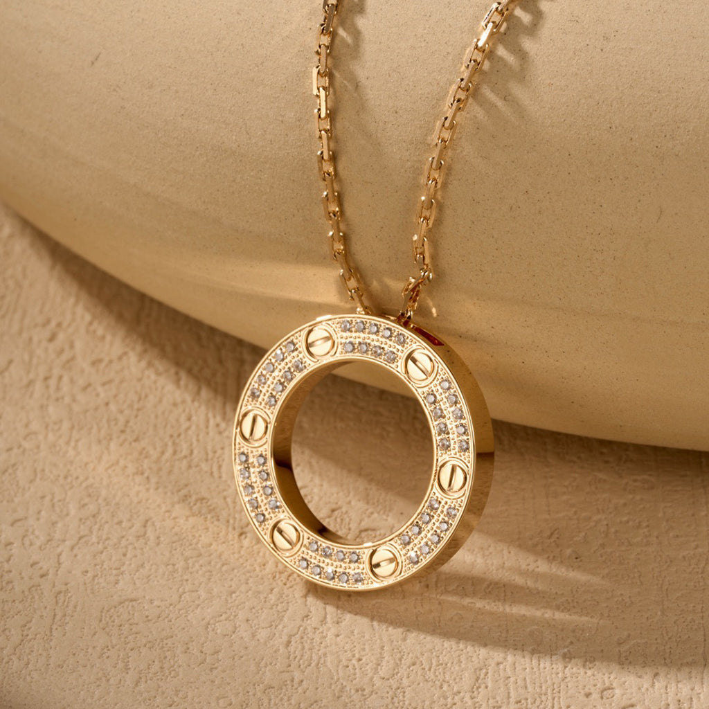 [Elite]LOVE NECKLACE 16MM  FULL DIAMOND