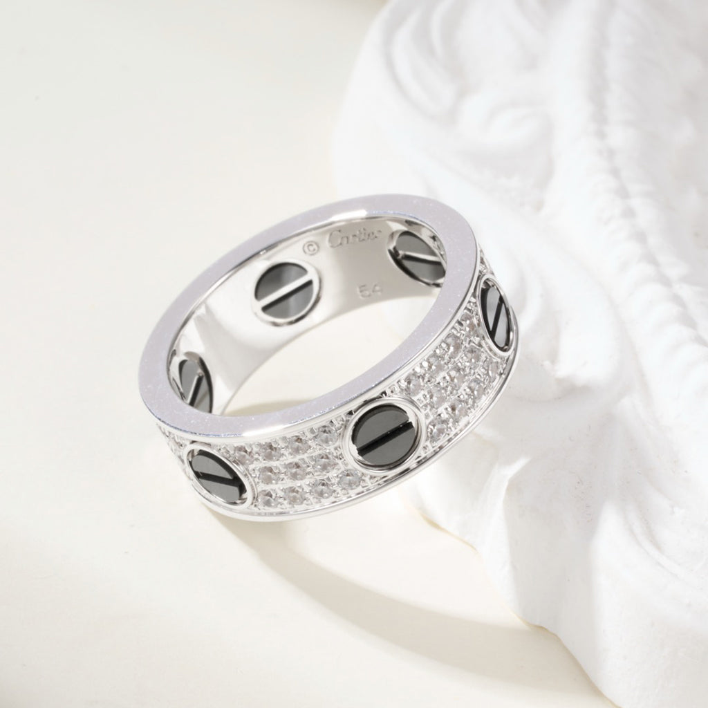[Elite]LOVE RING 5.5MM DIAMONDS PAVED CERAMIC
