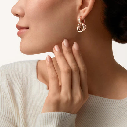 [Elite]LOVE 3.3MM DANGLE HALF DIAMOND EARRINGS