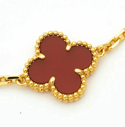 [Elite] CLOVER 5 MOTIF RED CORNELIAN BRACELET COLLECTION
