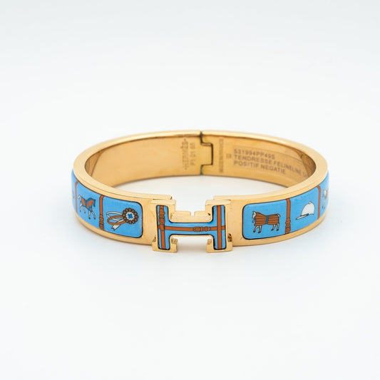 [Elite]H PINK GOLD BRACELET BLUE CERAMIC