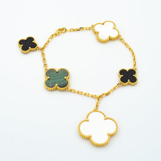 [Elite]CLOVER BRACELET 5 MOTIFS ONYX MOP