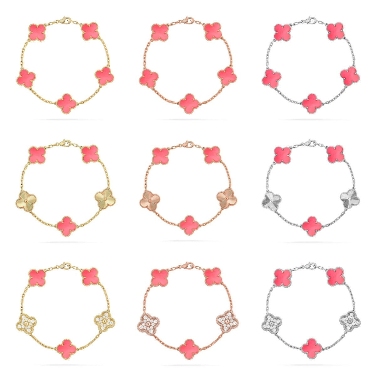 [Elite] CLOVER 5 MOTIFS  PINK MOP BRACELET COLLECTION