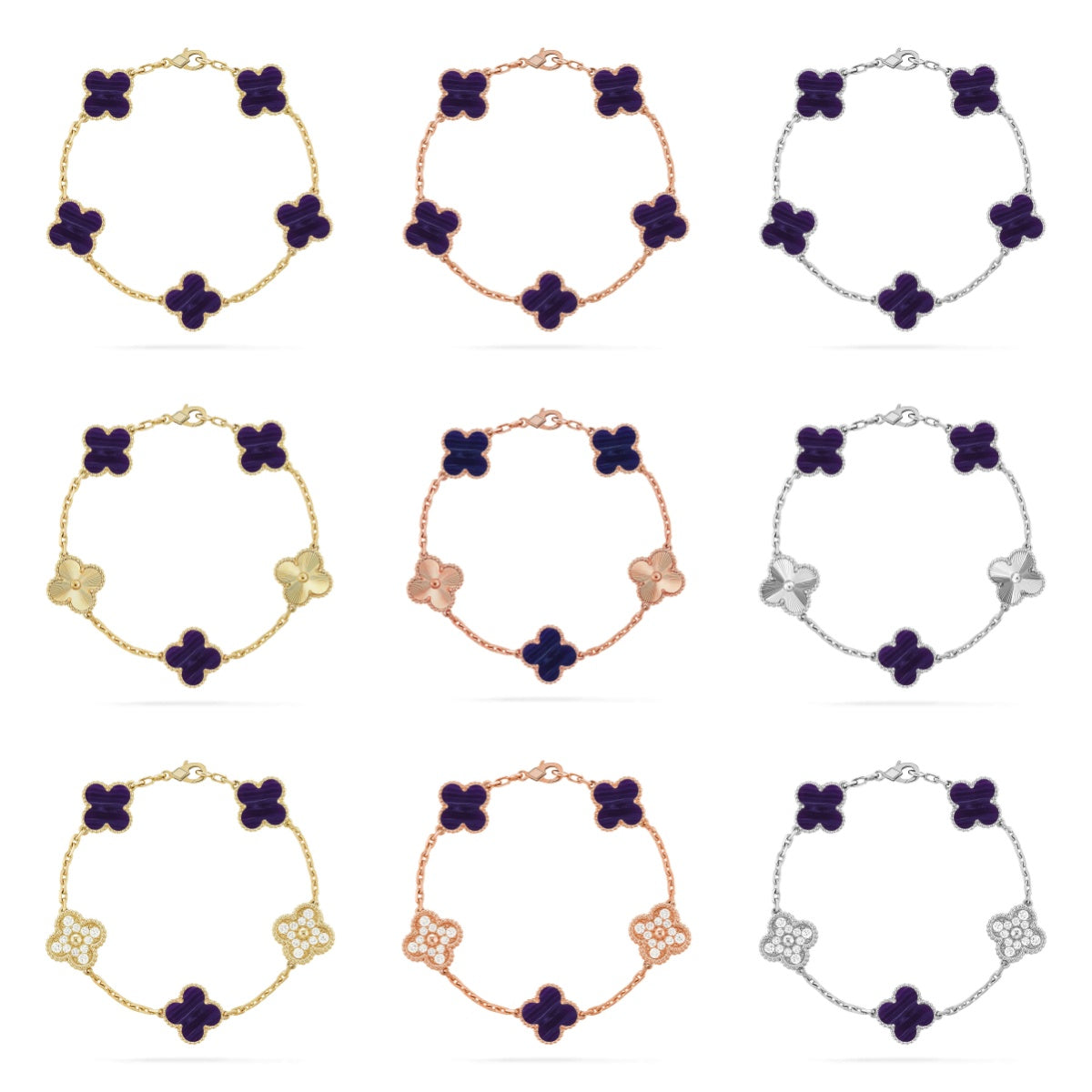 [Elite]CLOVER 5 MOTIF PURPLE STRIPES BRACELET COLLECTION