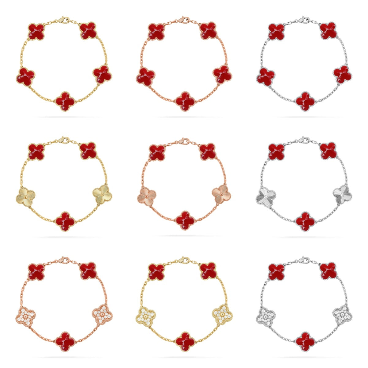 [Elite]CLOVER 5 MOTIF RED PATTERN BRACELET COLLECTION