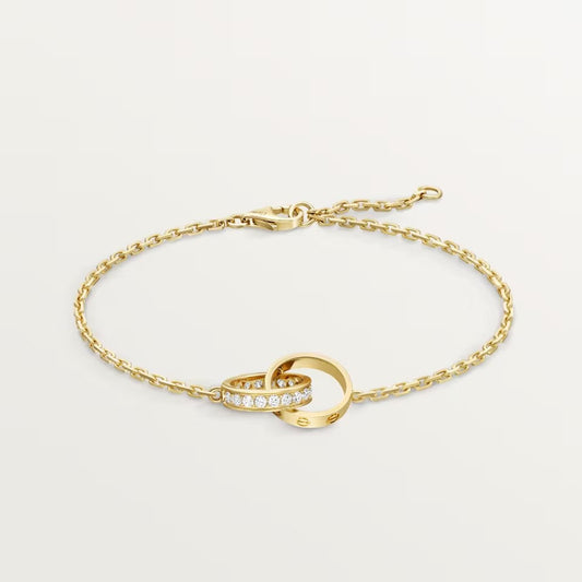 [Elite]LOVE DOUBLE RING HALF DIAMOND BRACELET
