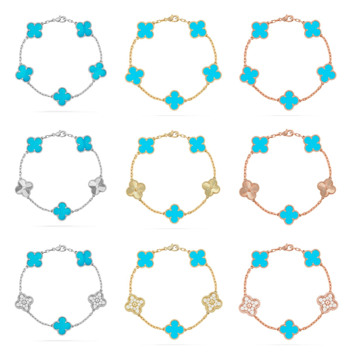 [Elite] CLOVER 5 MOTIF TURQUOISE BRACELET COLLECTION
