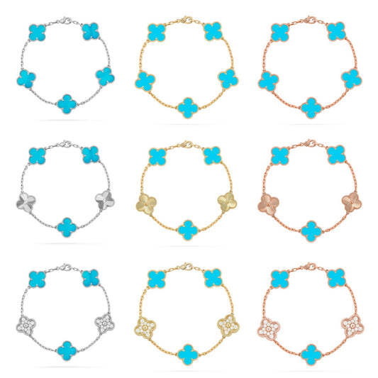[Elite] CLOVER 5 MOTIF TURQUOISE BRACELET COLLECTION