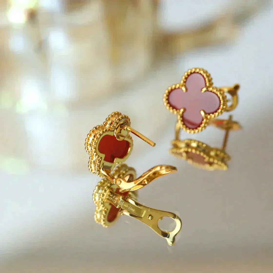 [Elite]CLOVER MEDIUM 1 MOTIFS CARNELIAN  EARRINGS
