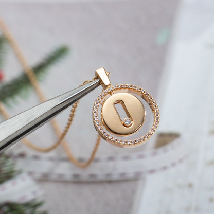 [Elite]LUCKY MOVE PM NECKLACE PINK GOLD DIAMOND