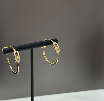 [Elite]CREOLES MOVE UNO PM DIAMOND EARRINGS