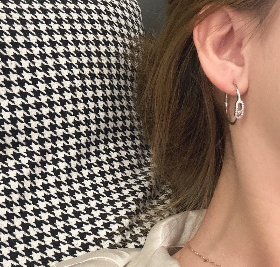 [Elite]CREOLES MOVE UNO PM DIAMOND EARRINGS