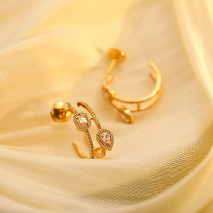 [Elite]CREOLES MY TWIN 2 RANGS SILVER DIAMOND EARRINGS