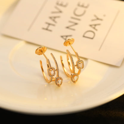 [Elite]CREOLES MY TWIN 2 RANGS SILVER DIAMOND EARRINGS