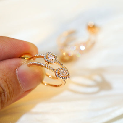 [Elite]CREOLES MY TWIN 2 RANGS SILVER DIAMOND EARRINGS