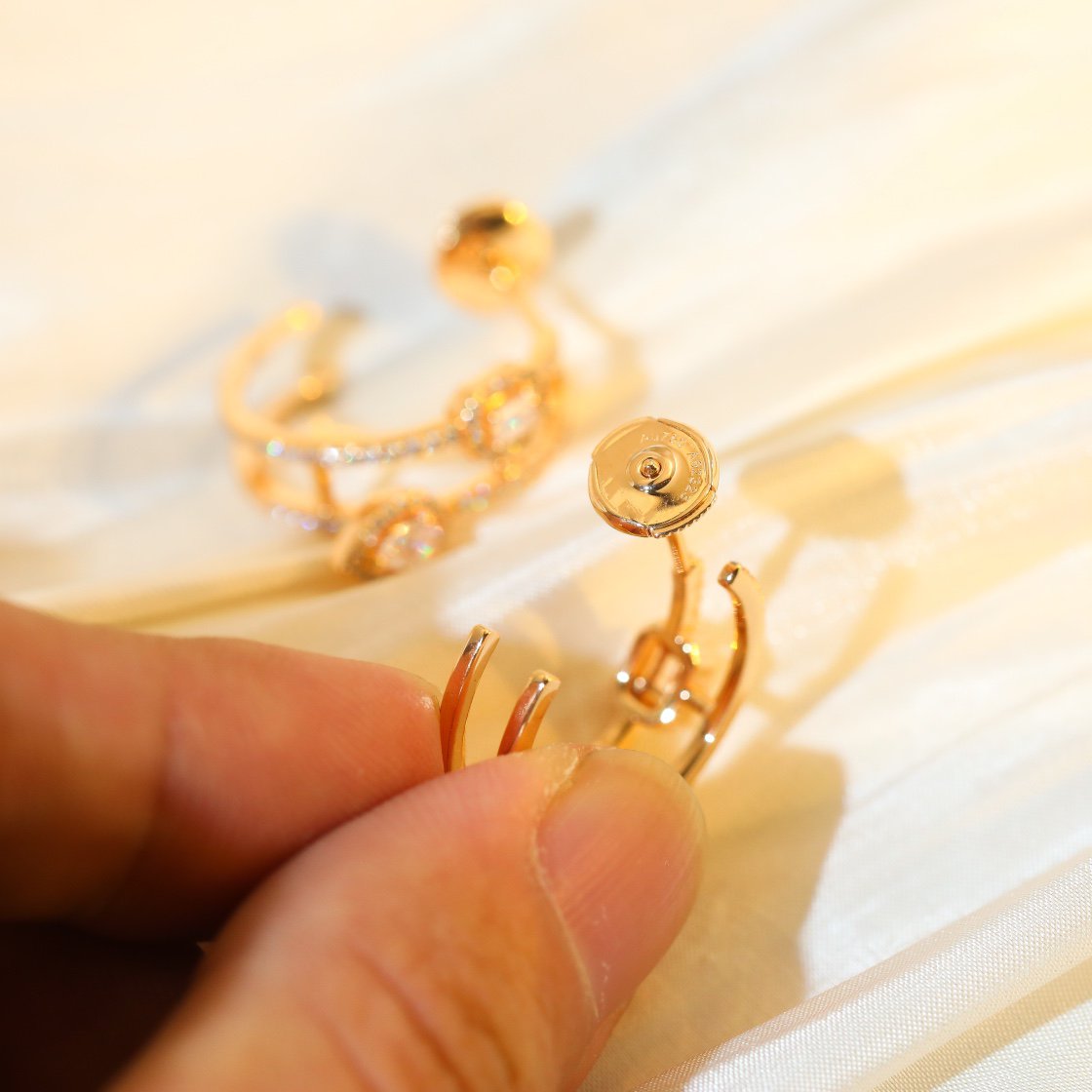 [Elite]CREOLES MY TWIN 2 RANGS SILVER DIAMOND EARRINGS