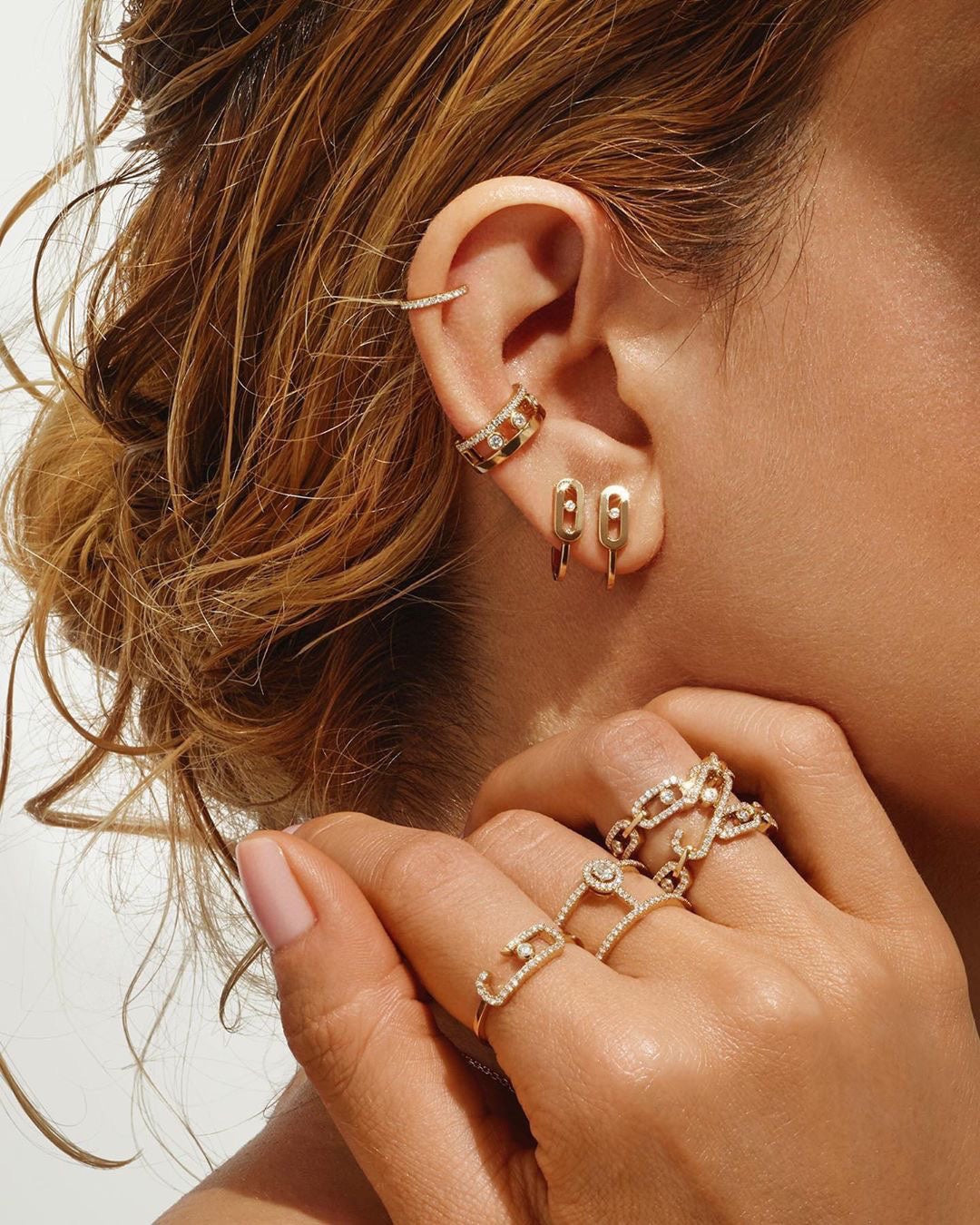[Elite]CREOLES MOVE UNO MINI 1 DIAMOND EARRINGS