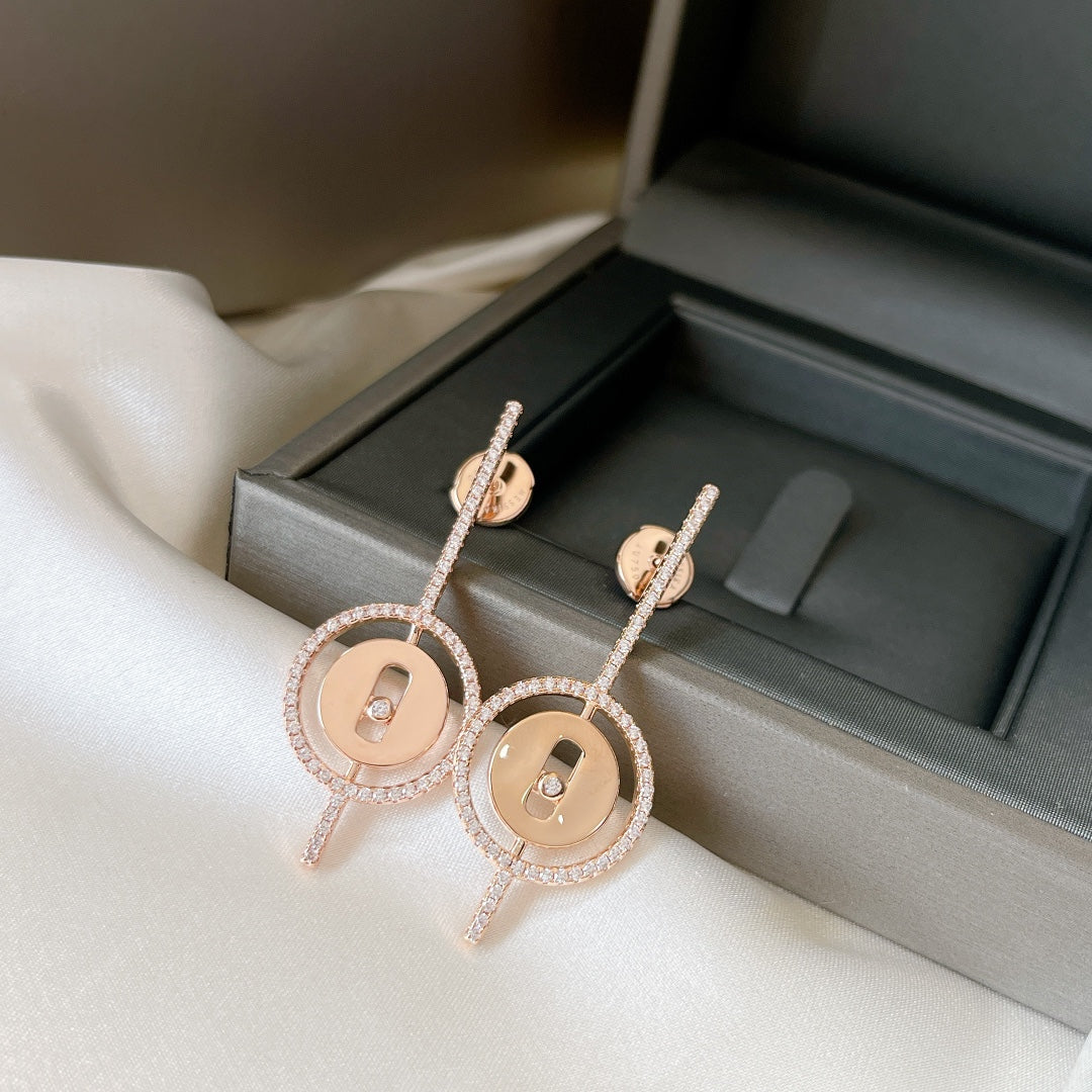 [Elite]LUCKY MOVE ARROW PINK GOLD DIAMOND EARRINGS
