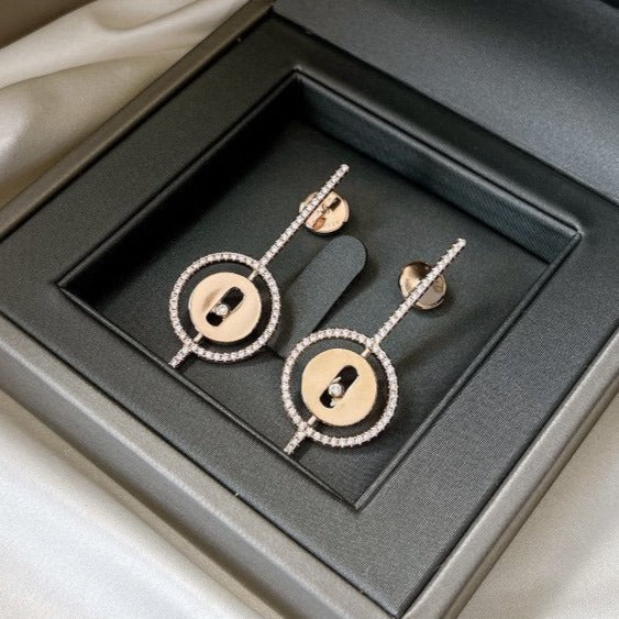 [Elite]LUCKY MOVE ARROW PINK GOLD DIAMOND EARRINGS