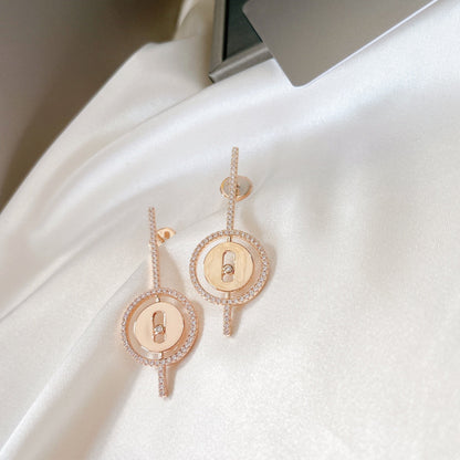 [Elite]LUCKY MOVE ARROW PINK GOLD DIAMOND EARRINGS