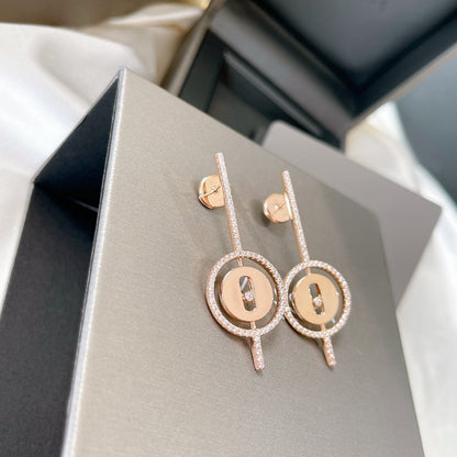 [Elite]LUCKY MOVE ARROW PINK GOLD DIAMOND EARRINGS