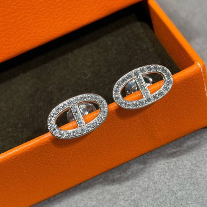 [Elite]HM FULL DIAMOND PIG NOSE STUD EARRINGS