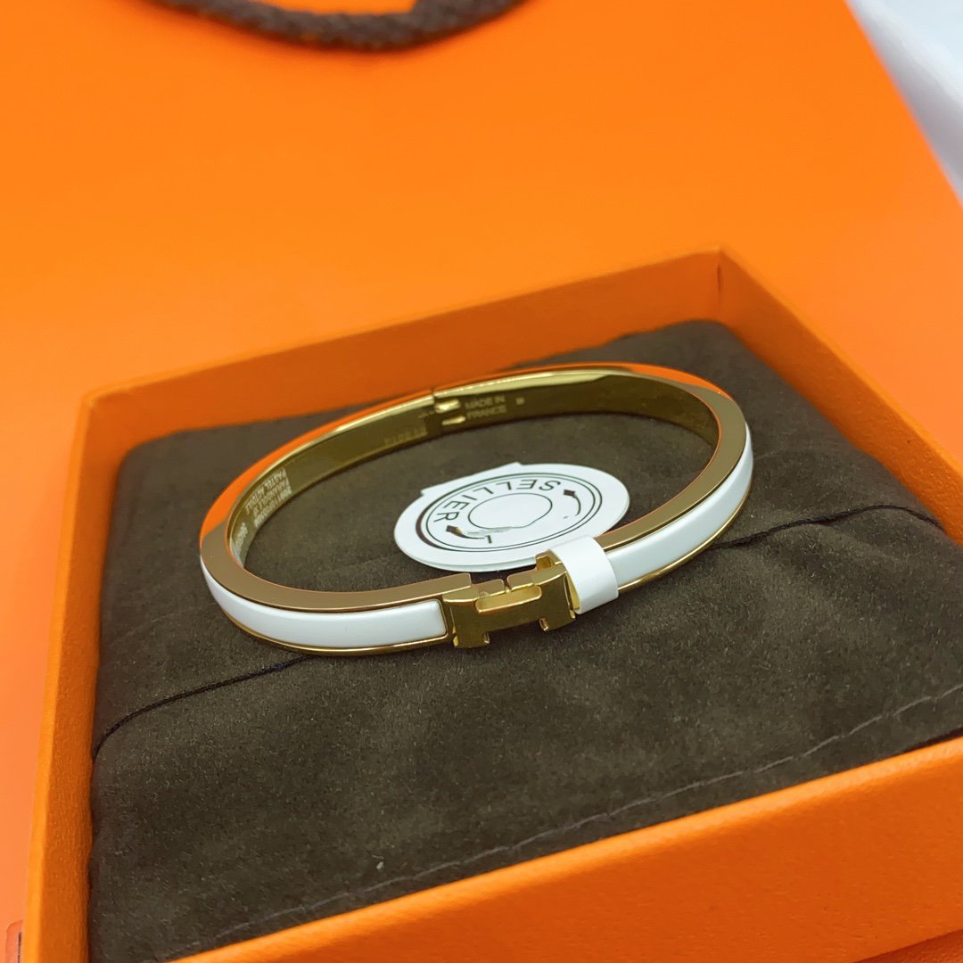 [Elite]CLASSIC HM CLIC WHITE 8MM ENAMEL BRACELET