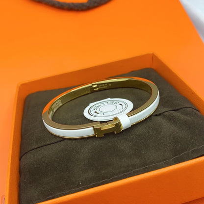 [Elite]CLASSIC HM CLIC WHITE 8MM ENAMEL BRACELET