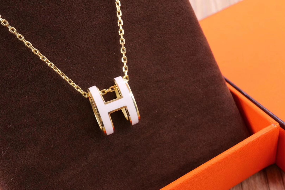 [Elite]HM CLIC YELLOW ENAMEL GOLD NECKLACE