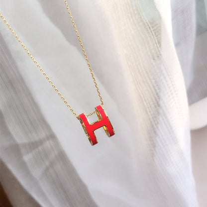 [Elite]HM CLIC RED ENAMEL GOLD NECKLACE