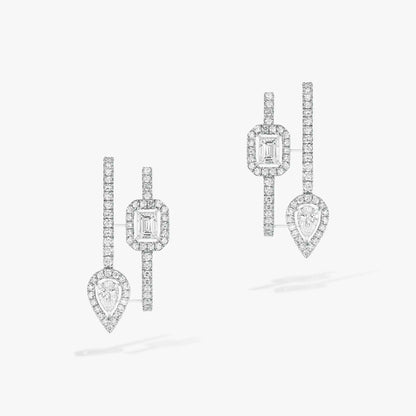 [Elite]CREOLES MY TWIN 2 RANGS SILVER DIAMOND EARRINGS