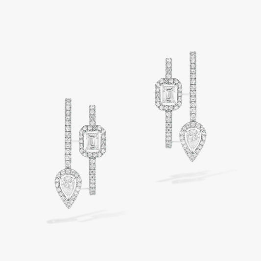 [Elite]CREOLES MY TWIN 2 RANGS SILVER DIAMOND EARRINGS