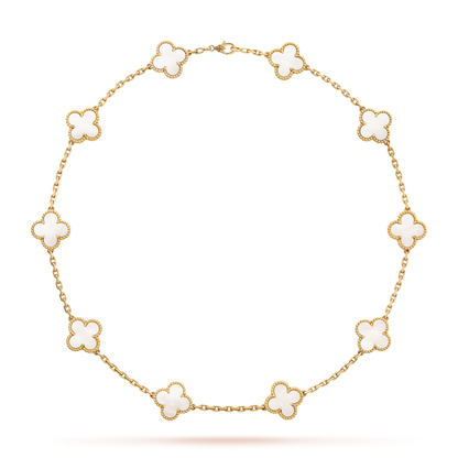 [Elite]CLOVER 10 MOTIFS WHITE MOTHER OF PEARL NECKLACE