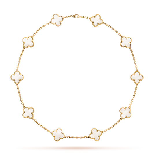 [Elite]CLOVER 10 MOTIFS WHITE MOTHER OF PEARL NECKLACE