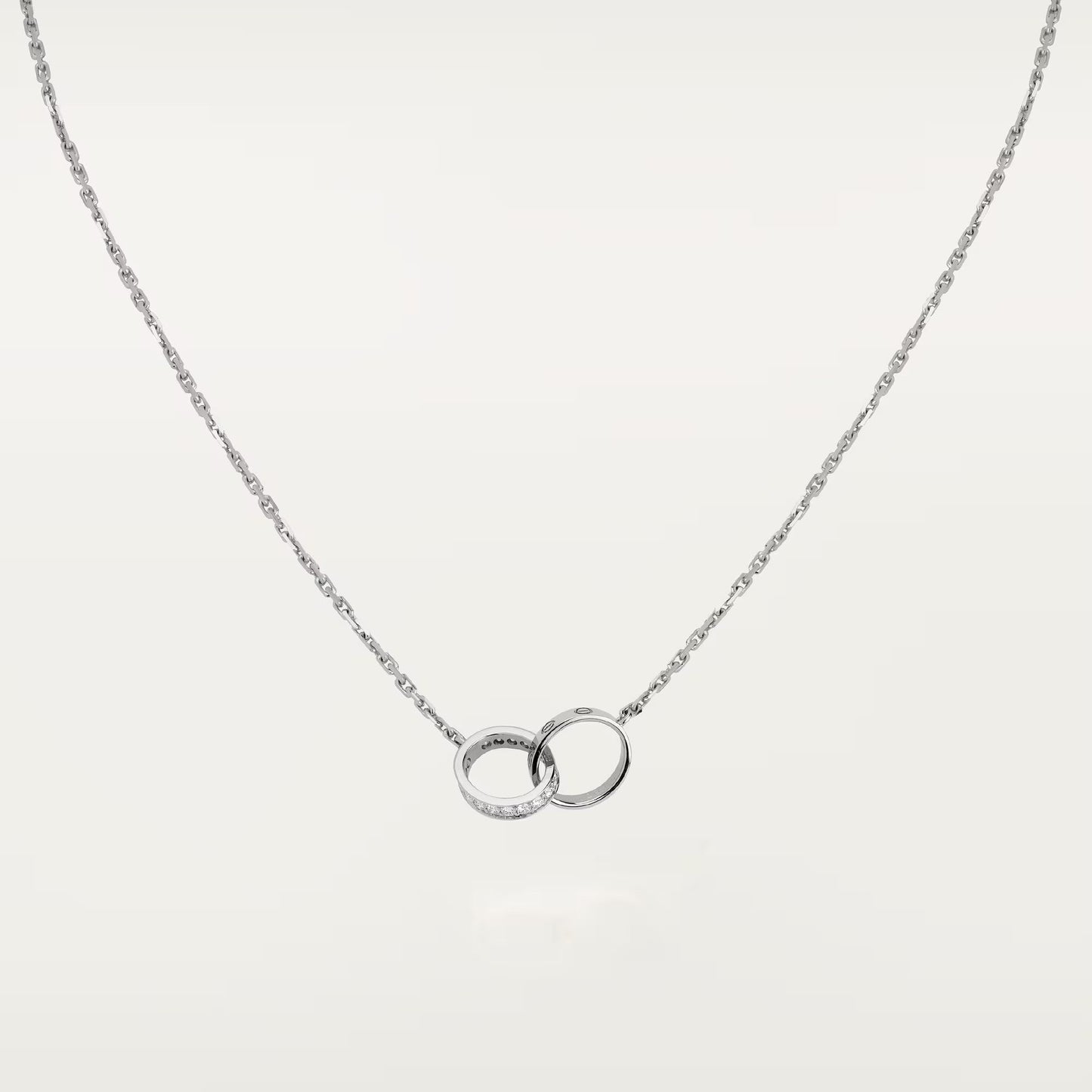 [Elite]LOVE DOUBLE RING HALF DIAMOND NECKLACE