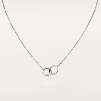 [Elite]LOVE DOUBLE RING HALF DIAMOND NECKLACE