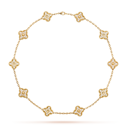 [Elite]CLOVER 10 MOTIFS DIAMOND NECKLACE