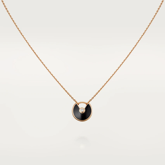 [Elite]AMULETTE ROSE GOLD ONYX NECKLACE