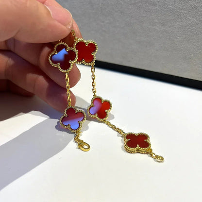 [Elite] CLOVER 5 MOTIF RED CORNELIAN BRACELET COLLECTION