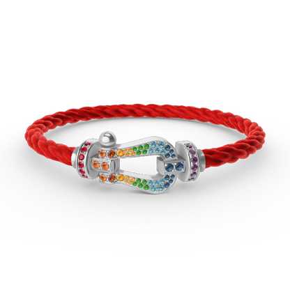 [Elite]FORC LARGE HORSESHOE  COLORED DIAMOND BRACELET SILVER