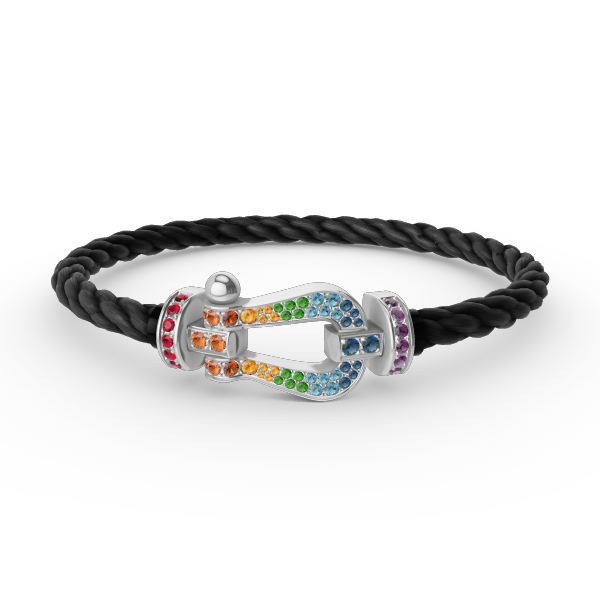 [Elite]FORC LARGE HORSESHOE  COLORED DIAMOND BRACELET SILVER