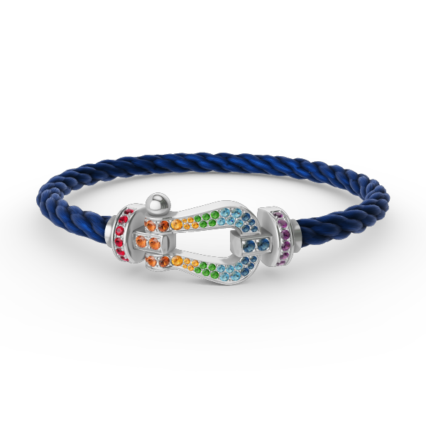 [Elite]FORC LARGE HORSESHOE  COLORED DIAMOND BRACELET SILVER