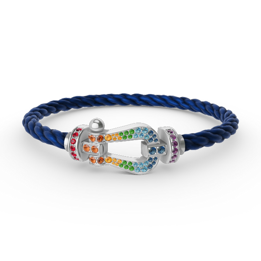 [Elite]FORC LARGE HORSESHOE  COLORED DIAMOND BRACELET SILVER